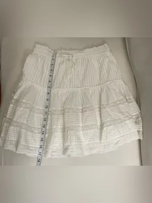 Unsubscribed Brand NWT White Tiered Mini Skirt with Lace Trim Size XS thumbnail 6