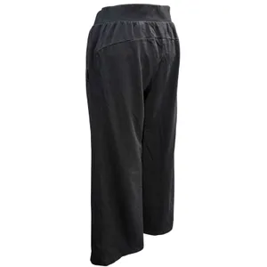 Talbots S Black Ribbed Trim Wide Leg Cropped Lounge Yoga Pants Relaxed Workout thumbnail 3
