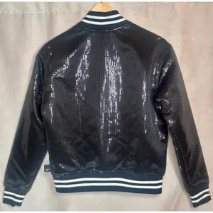 Mitchell & Ness LSU Tigers Sequin Bomber Jacket Black Snap Front S thumbnail 2