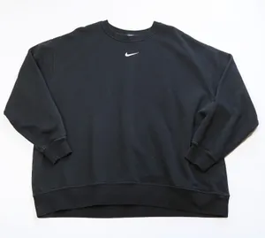 Nike Sweatshirt Womens 2X Black Phoenix Fleece Center Swoosh Crewneck DJ6676-010 thumbnail 1