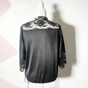 Vintage 90s Black Lace Top Small Satin Gothic Grunge Whimsigoth thumbnail 2