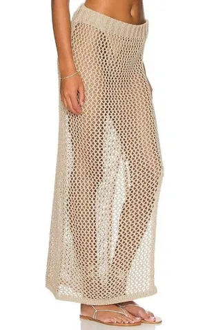 Beach Riot Deborah Skirt in Tan Small Womens Swim Cover Up Crochet Maxi thumbnail 2