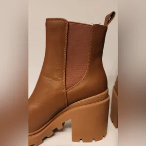 Steve Madden Roxie Cognac Brown Leather Moto Boots Women’s Size 9.5 thumbnail 11