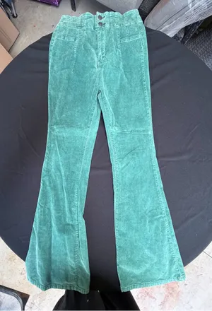 Free People We The Free Jayde Green Corduroy Flare Pants 29 thumbnail 1