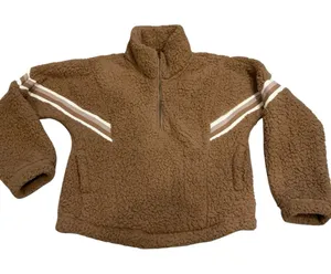 Abercrombie & fitch soft AF Sherpa Teddy quater zip pullover in camel Sz M thumbnail 1