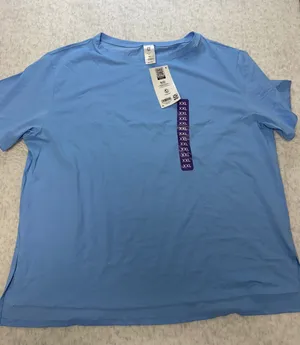 Members Mark Womens Active Tee XXL‎ Blue Short Sleeve Moisture Wicking Relax Fit thumbnail 1