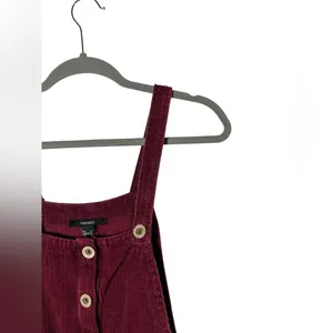 Forever 21 Burgundy Corduroy Overall Dress Pinafore Jumper Button Front‎ Size S thumbnail 4