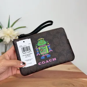NWT Coach Cosmic Coach Corner Zip Wristlet In Signature Canvas With Robot‎ Print thumbnail 5