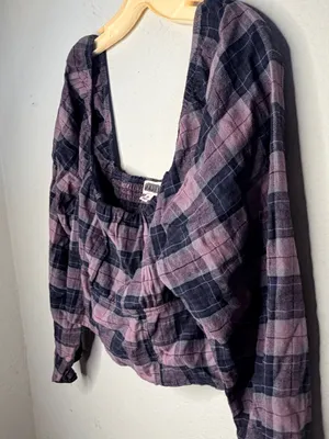 Mauby Plaid Top nwot Size XL thumbnail 3