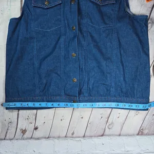 Alfred Dunner Womens Blue Denim Vest‎ Floral Embroidered Beaded Size 14 Indigo thumbnail 11
