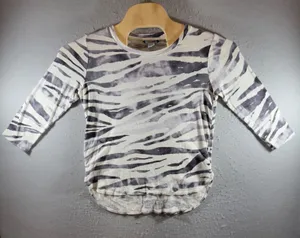 1717 | Tommy Bahama‎ Zebra Print Cotton 3/4 Sleeve Top Women S Coastal Beachy thumbnail 1