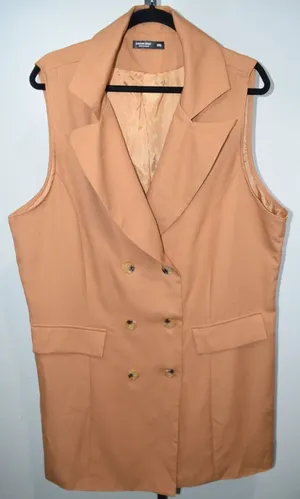 SHEIN Curve Tan Double Breasted Sleeveless Blazer Vest Plus Size 3XL thumbnail 1