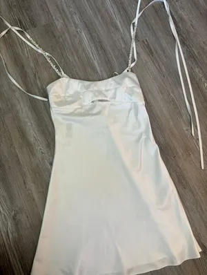 White Satin Mini Dress thumbnail 1