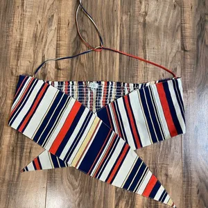 Tobi striped orange and blue crop top tie front‎ small thumbnail 2
