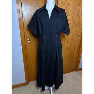 Exquise Anthropologie Tobie Tie-Waist Shirt Dress Black Lace Up Corset Detail thumbnail 3