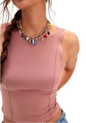 Free People Dusty Rose Sleeveless Crop Tank NWT Size M thumbnail 1