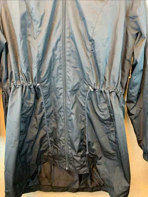 Stylus black rain coat sz XL NWT cinched waist hooded preppy long trench thumbnail 3