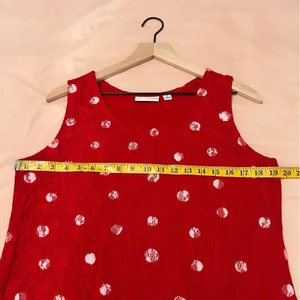 Susan Graver Red Lace White Polka Dot Scoop Neck Tank Sheer Open Cardigan‎ Set thumbnail 15