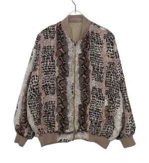 1980s Vintage Brown Snakeskin Reversible Bomber Jacket Large thumbnail 1