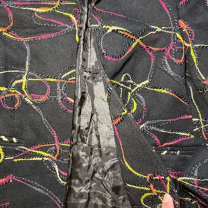 VTG 90s 3‎ Sisters Abstract Open Blazer 3D Stitching Embroidered Womens L USA thumbnail 5