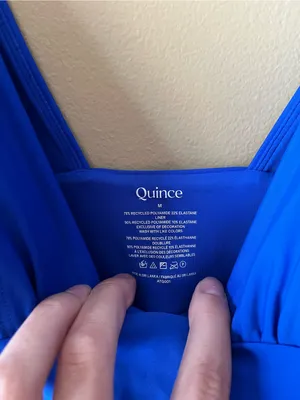 Quince Deep V One-Piece Swimsuit in Cobalt Blue thumbnail 5