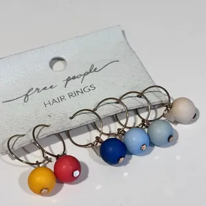Free People Hair Rings Colorful Matte Bead Ball Hair Accessories Set thumbnail 7