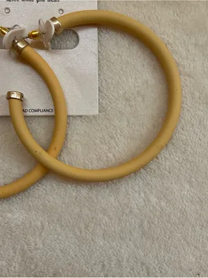 Pomina Mustard Yellow Hoop Earrings - Bold Matte Fashion Hoops thumbnail 3