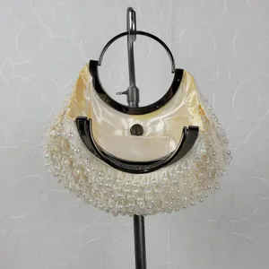 Vintage Womens Iridescent Crystal Hand Bag White Chandelier Beaded Evening Purse thumbnail 9