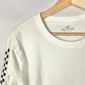 Hollister White Tie‎ Front Checker Sleeve Long Sleeve T-Shirt S thumbnail 3