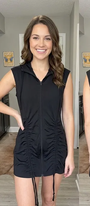 Vintage Y2K Frederick's of Hollywood Hooded Mini Dress L thumbnail 1