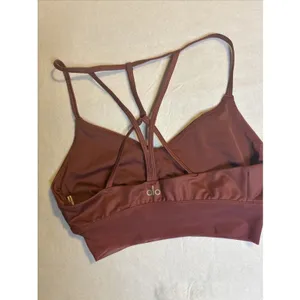 ALO Yoga Lavish Sports Bra Women’s Small Strappy Back Burgundy Athletic Workout thumbnail 4