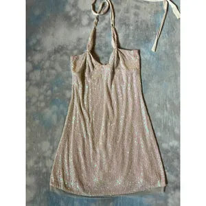FREE PEOPLE Gold Rush Mini Dress Micro Sequin Cream Color Size XS SEXY COCKTAIL thumbnail 3