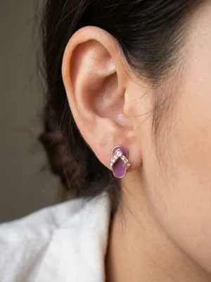 Purple Enamel Flip-Flop Stud Earrings with Crystal Accent thumbnail 1