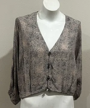 Zara animal print v neck blouse thumbnail 1