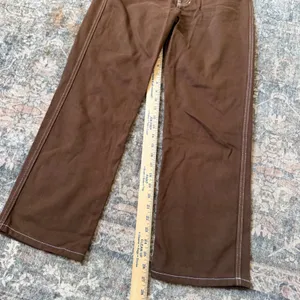Reformation Cowboy High Rise Straight Jeans Chocolate Brown Contrast Stitch 26 thumbnail 4