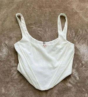 White Fox Women’s White Rose Corset Tank Top thumbnail 1