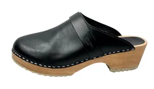 Maguba Berkeley Women's Black Leather Round Slip On Clogs Mules Shoes Size 10 thumbnail 1