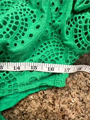 FARM Rio Green Richelieu Cutwork Midi Dress Bright Green Eyelet Cotton Sz M NWT thumbnail 11