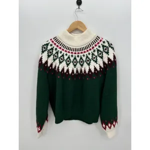 Lands End Green Fair Isle Turtleneck Sweater Nordic Après Ski Christmas Winter S thumbnail 2