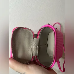 Miniature Micro Neon HotPink Adjustable Crossbody Zipper Whimsy Rave Vinyl Retro thumbnail 5