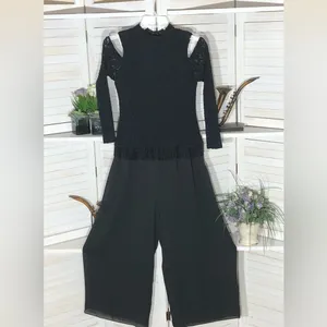 Vintage 90s chiffon jumpsuit beaded palazzo whimsigoth boho dark fairy festival thumbnail 2