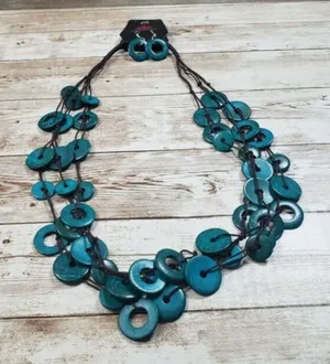 Paparazzi Blue Circle Design Necklace & Earring Set - Brand New thumbnail 1