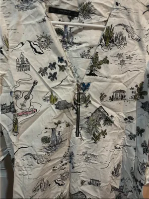 Zara White Scenic-Print Lightweight Shirt Jacket thumbnail 2