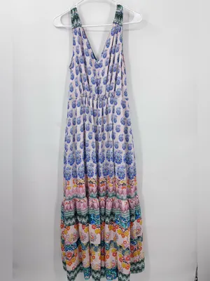 Anthropologie GATHERED MAXI DRESS Tiered Boho Printed Floral Lined Bohemian thumbnail 4