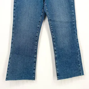 Zara High Rise Raw Hem Bootcut Medium Wash Denim Jeans Size 10 thumbnail 4