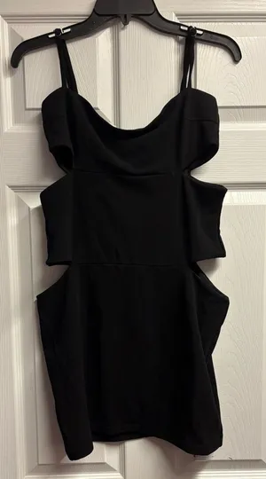 NWT White Fox Cut-Out Mini Dress Black Size Large thumbnail 1