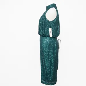 Eliza J Sequin Emerald Mock Neck Cocktail Dress‎ thumbnail 6