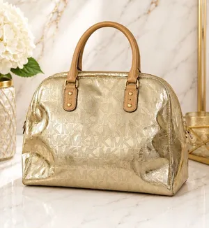 Michael Kors Sutton Bowler Satchel – Metallic Gold Signature thumbnail 1