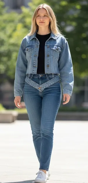 LNDN‎ Denim Landon Denim Cutout Waist Classic Denim Jacket NWT Size XXS thumbnail 1
