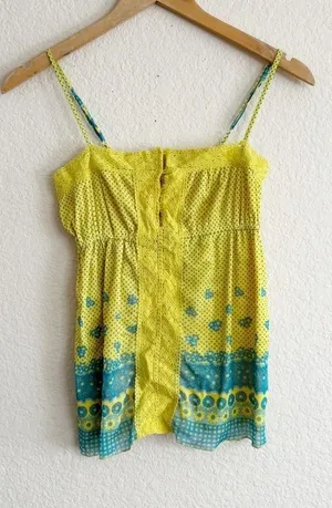 Max‎ Rave Green and Blue Smocked Camisole Top Size S thumbnail 1